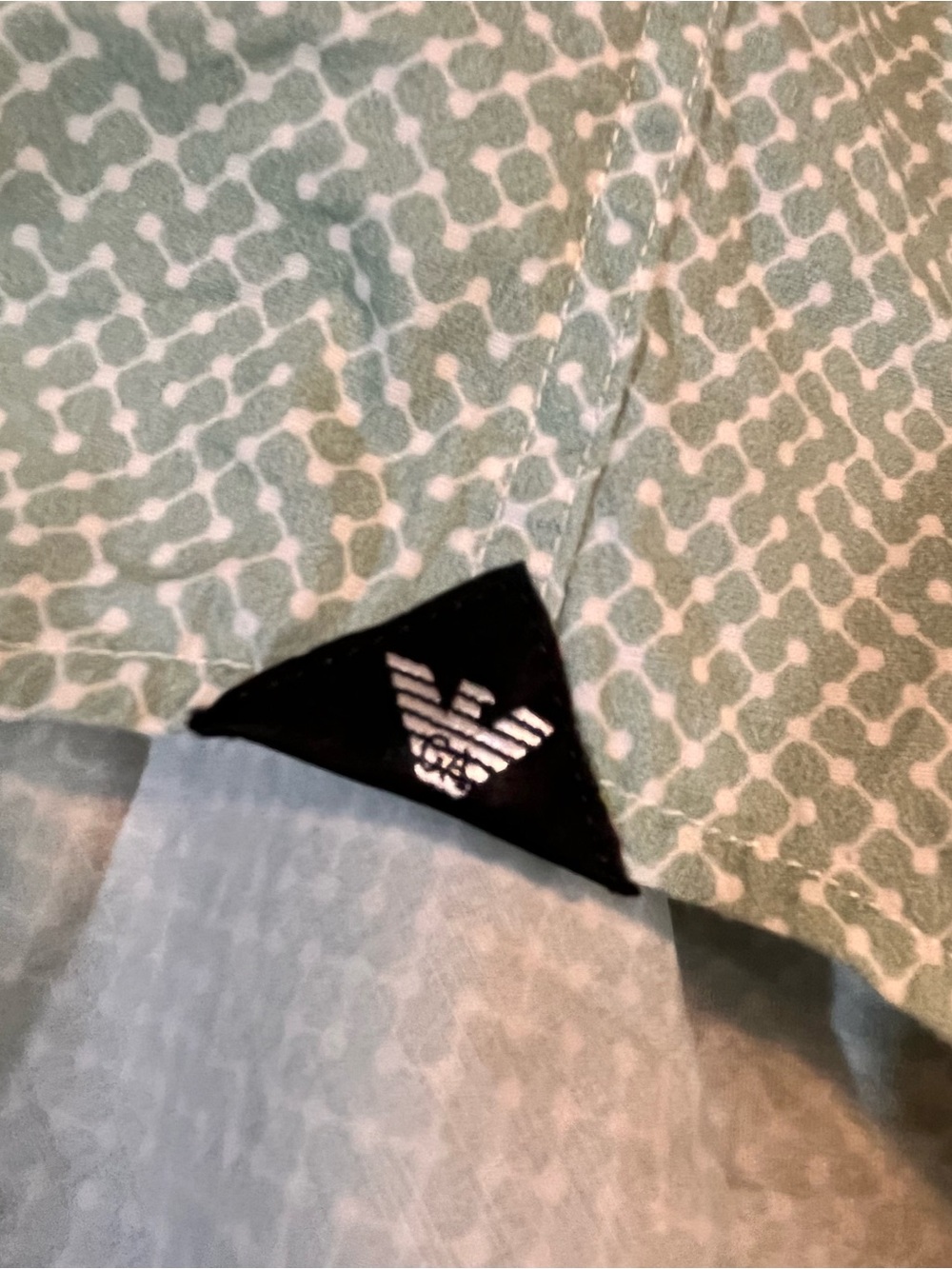 Emporio Armani Preppy Mint Green Geometric Print Dress Shirt - Picture 6 of 6